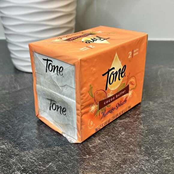 2- Tone MANGO SPLASH Cocoa Butter & Papaya 4.25 oz Each Bar Soap - Picture 2 of 5